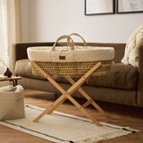 Little Green Sheep Organic Dimple Quilt Moses Basket, Mattress & Natural Foldable Stand Linen