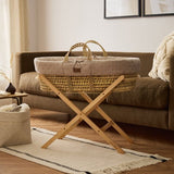 Little Green Sheep Organic Dimple Quilt Moses Basket, Mattress & Natural Foldable Stand Truffle