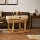 Little Green Sheep Organic Dimple Quilt Moses Basket, Mattress & Natural Rocking Stand Linen
