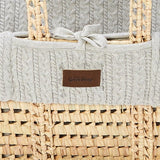Little Green Sheep Organic Knitted Moses Basket, Mattress & Natural Rocking Stand Dove Grey