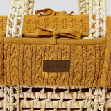 Little Green Sheep Organic Knitted Moses Basket, Mattress & Natural Rocking Stand Honey