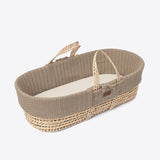 Little Green Sheep Organic Knitted Moses Basket, Mattress & Walnut Rocking Stand Truffle
