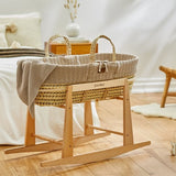 Little Green Sheep Organic Knitted Moses Basket, Mattress & Natural Rocking Stand Truffle
