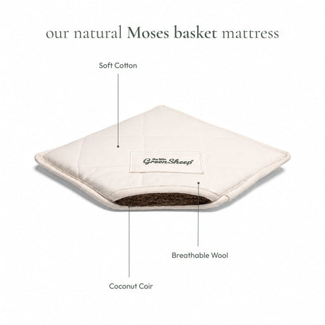 Little Green Sheep Organic Knitted Moses Basket, Mattress & Walnut Rocking Stand Terracotta