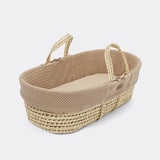 Little Green Sheep Organic Wheat Knit Moses Basket, Mattress & Natural Rocking Stand Truffle