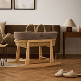 Little Green Sheep Organic Wheat Knit Moses Basket, Mattress & Natural Rocking Stand Cocoa