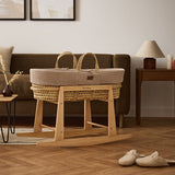 Little Green Sheep Organic Wheat Knit Moses Basket, Mattress & Natural Rocking Stand Truffle