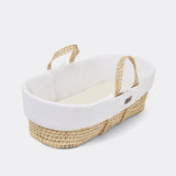 Little Green Sheep Organic Wheat Knit Moses Basket, Mattress & Natural Rocking Stand White