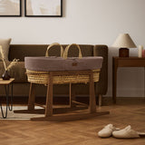 Little Green Sheep Organic Wheat Knit Moses Basket, Mattress & Walnut Rocking Stand Cocoa