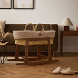Little Green Sheep Organic Wheat Knit Moses Basket, Mattress & Walnut Rocking Stand Truffle