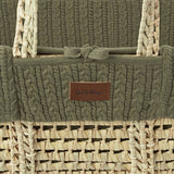 Little Green Sheep Organic Knitted Moses Basket, Mattress & Walnut Rocking Stand Juniper