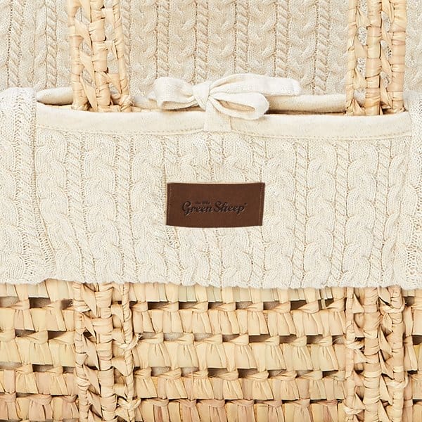 Little Green Sheep Natural Knitted Moses Basket Replacement Liner - Linen