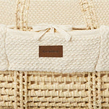 Little Green Sheep Organic Wheat Knit Moses Basket, Mattress & Natural Rocking Stand Linen