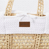 Little Green Sheep Organic Wheat Knit Moses Basket, Mattress & Walnut Foldable Stand White