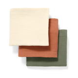 Little Green Sheep Plain Cotton Muslins - Pack of 3
