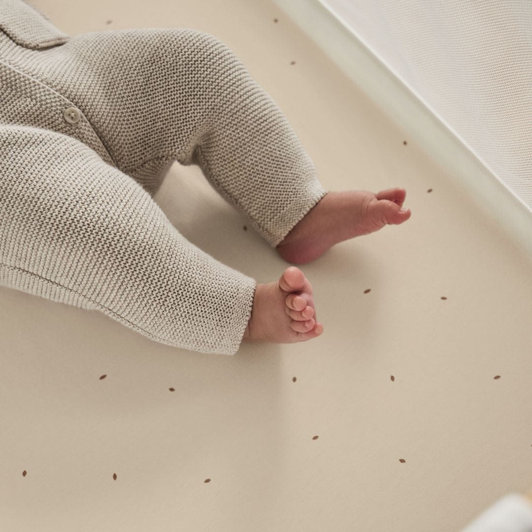 Little Green Sheep Organic Crib Fitted Sheets in Linen with Cocoa Rice