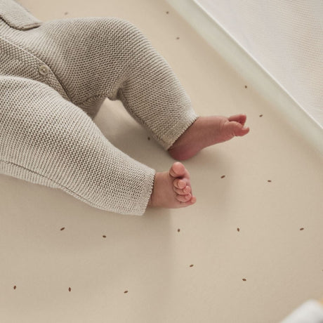Little Green Sheep Organic Crib Fitted Sheets in Linen with Cocoa Rice