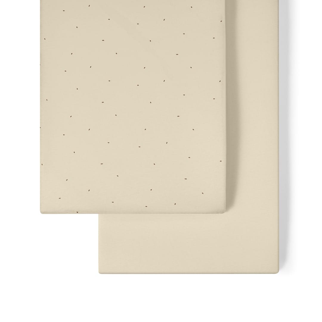 Little Green Sheep Organic Crib Fitted Sheets in Linen with Cocoa Rice