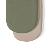 Little Green Sheep Organic Moses Basket Fitted Sheets in Juniper with Sage Rice