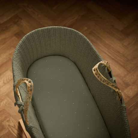 Little Green Sheep Organic Moses Basket Fitted Sheets in Juniper with Sage Rice