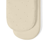 Little Green Sheep Organic Moses Basket Fitted Sheets in Linen with Cocoa Rice
