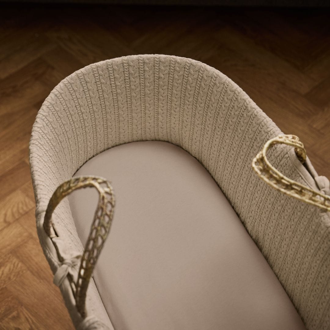 Little Green Sheep Organic Moses Basket Fitted Sheets in Truffle