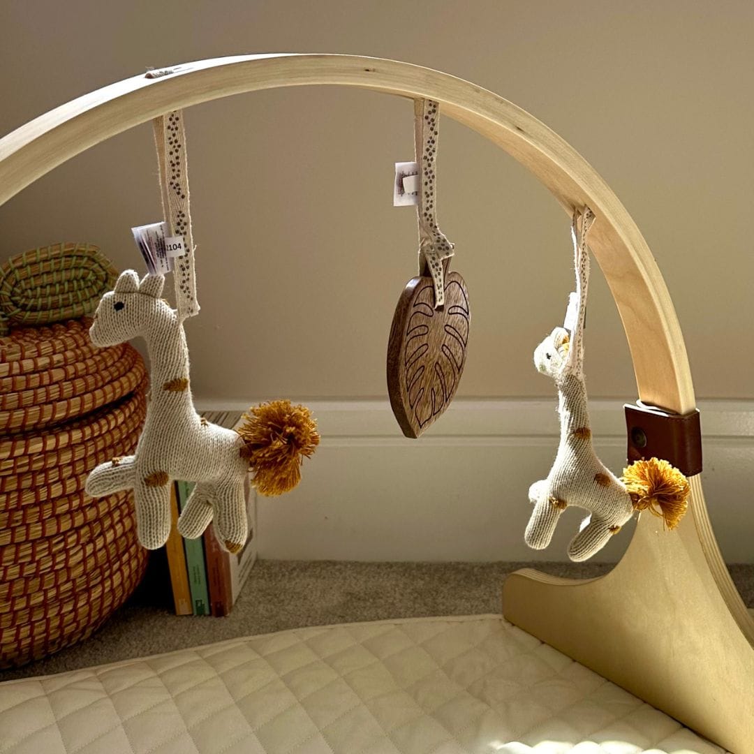 Little Green Sheep Curved Wooden Baby Play Gym & Charms Set Jungle
