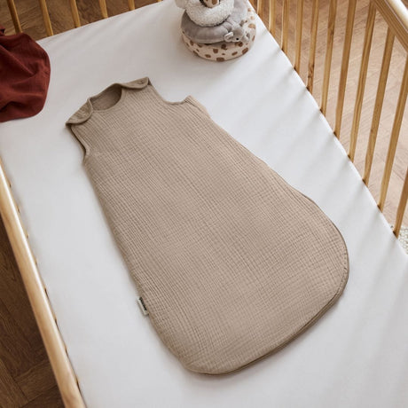 Little Green Sheep Organic Muslin Baby Sleeping Bag in Truffle - 1.0 Tog