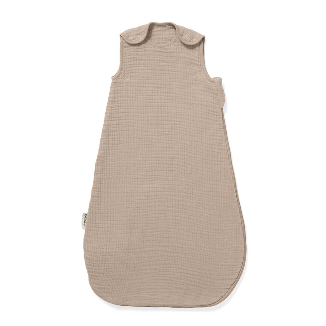 Little Green Sheep Organic Muslin Baby Sleeping Bag in Truffle - 1.0 Tog