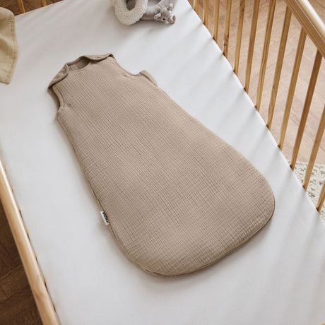 Little Green Sheep Organic Muslin Baby Sleeping Bag in Truffle - 2.5 Tog