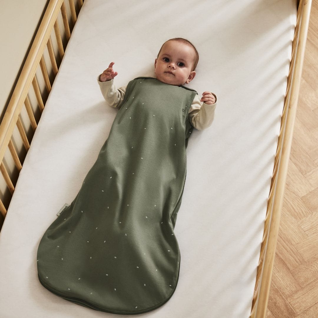 Little Green Sheep Organic Quilt Baby Sleeping Bag in Juniper with Sage Rice - 1.0 Tog