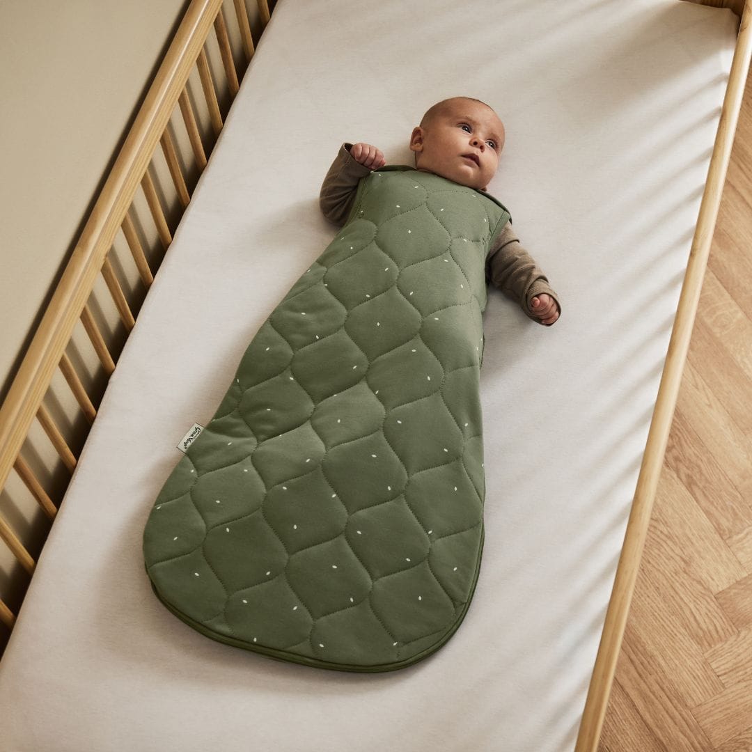 Little Green Sheep Organic Quilt Baby Sleeping Bag in Juniper with Sage Rice  - 2.5 Tog