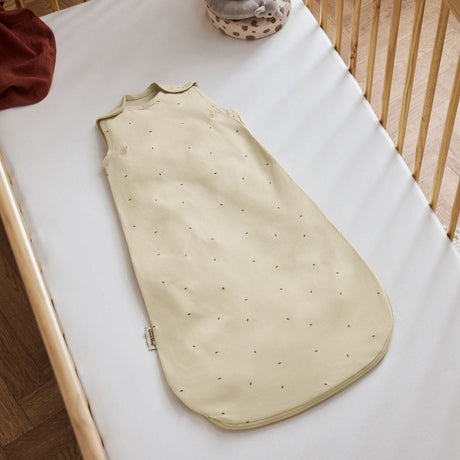 Little Green Sheep Organic Quilted Baby Sleeping Bag in Linen with Cocoa - 1.0 Tog