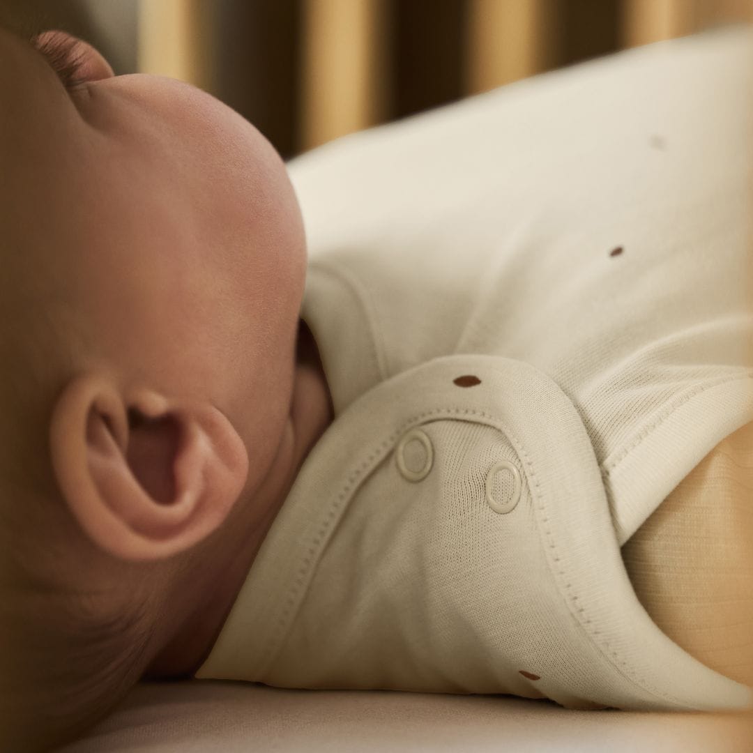 Little Green Sheep Organic Quilted Baby Sleeping Bag in Linen with Cocoa - 1.0 Tog