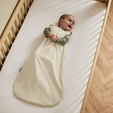 Little Green Sheep Organic Quilted Baby Sleeping Bag in Linen with Cocoa - 1.0 Tog