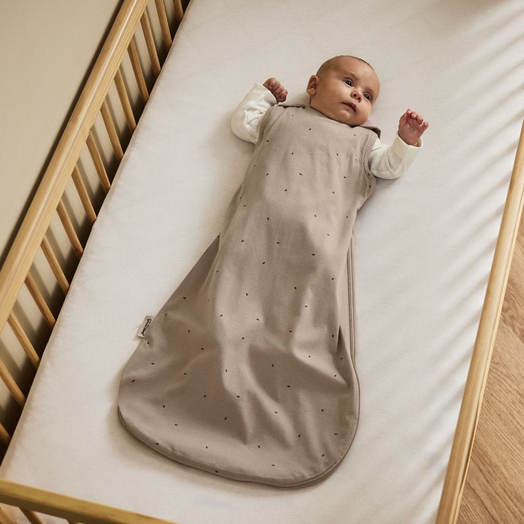 Little Green Sheep Organic Quilt Baby Sleeping Bag in Truffle with Cocoa - 1.0 Tog