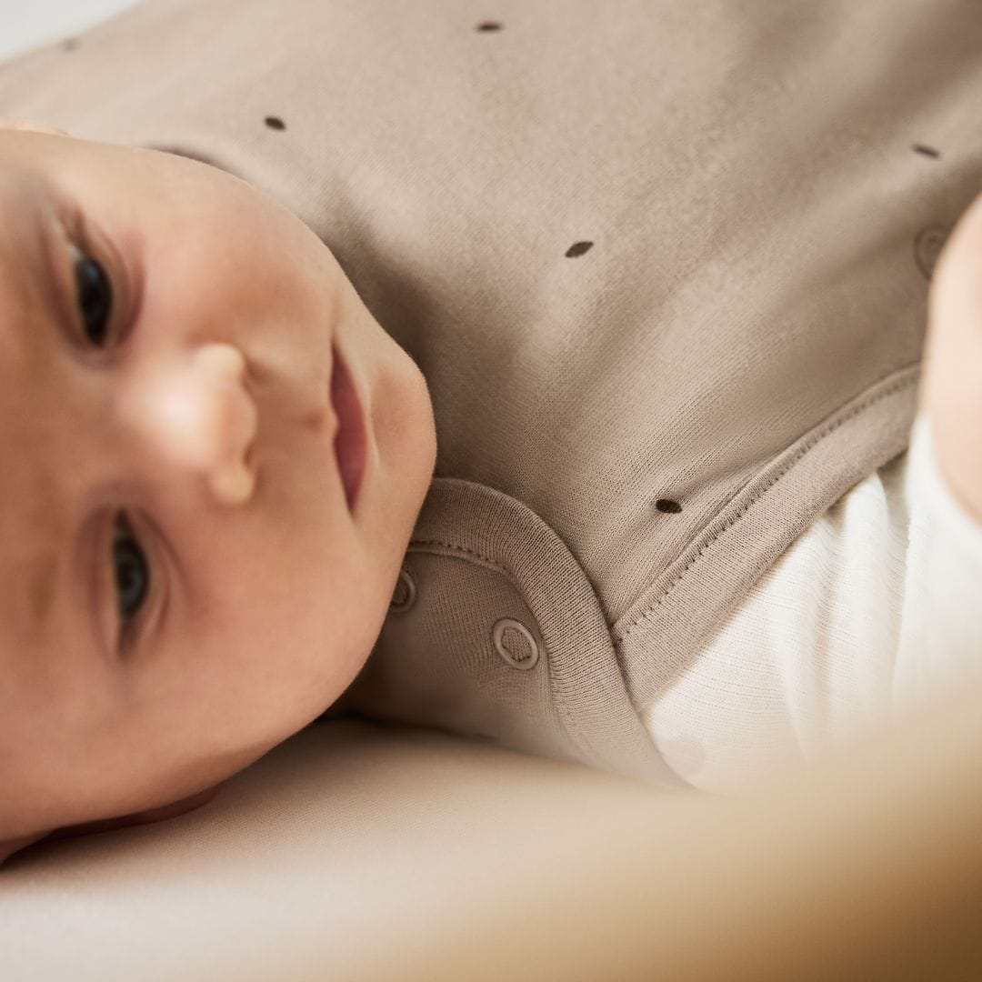 Little Green Sheep Organic Quilt Baby Sleeping Bag in Truffle with Cocoa - 1.0 Tog