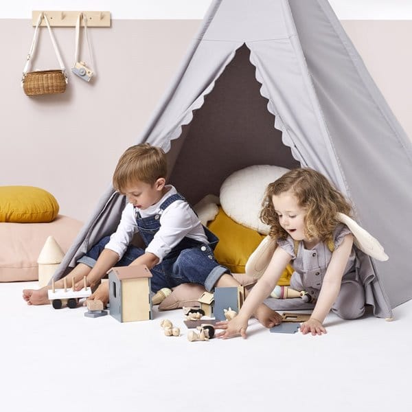 Little Green Sheep Kids Teepee Play Tent - Grey