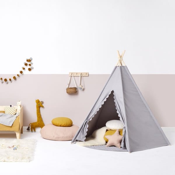Little Green Sheep Kids Teepee Play Tent - Grey
