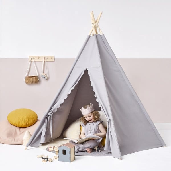 Little Green Sheep Kids Teepee Play Tent - Grey