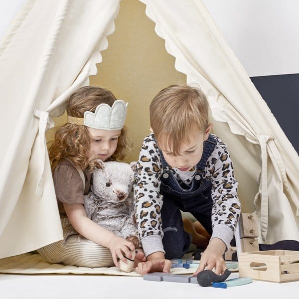 Little Green Sheep Kids Teepee Play Tent - Linen