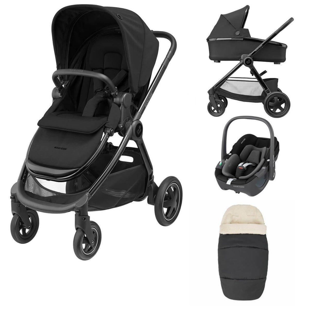 maxi cosi adorra 5 in 1 Maxi-Cosi Adorra Luxe Travel System Bundle - Twillic Black
