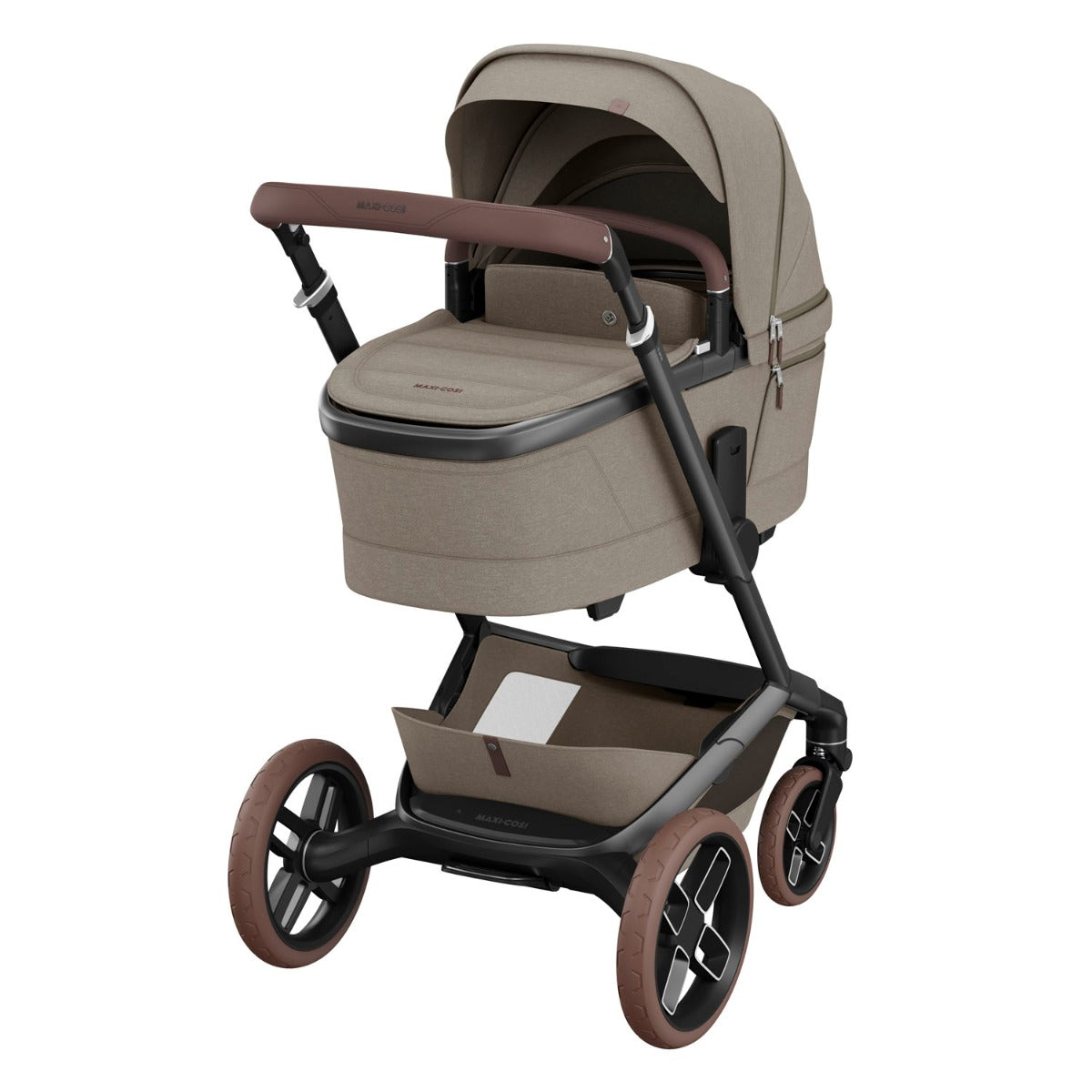 Maxi-Cosi Fame Pushchair + Carrycot - Twillic Truffle with Brown Wheels 4