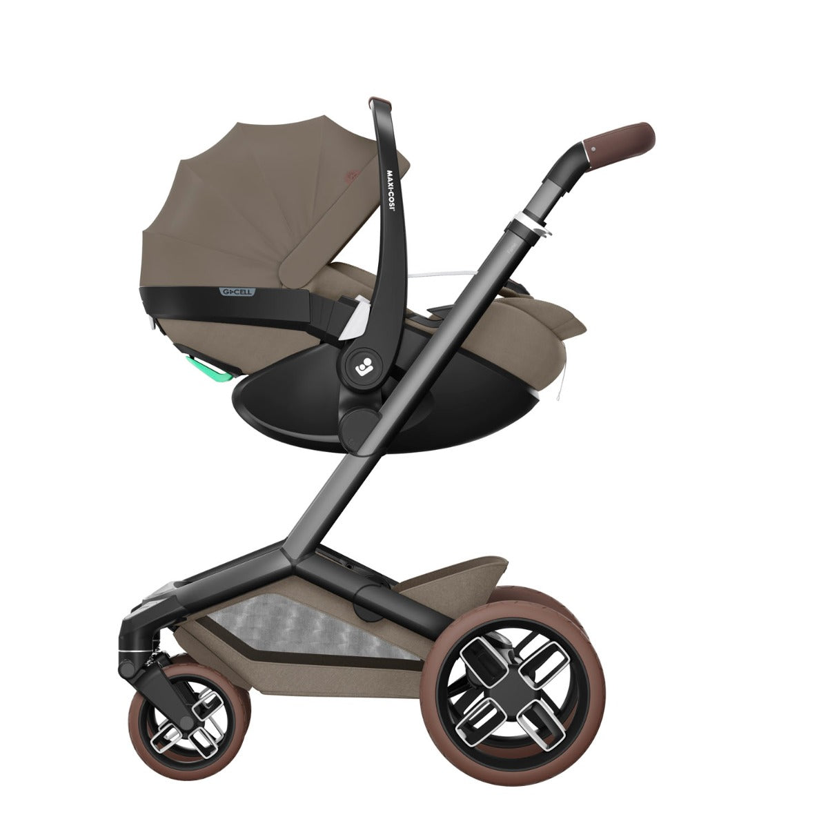 Maxi-Cosi Fame Pebble 360 Pro 2 Premium 9 Piece Travel System Bundle - Twillic Truffle with Brown Wheels 2