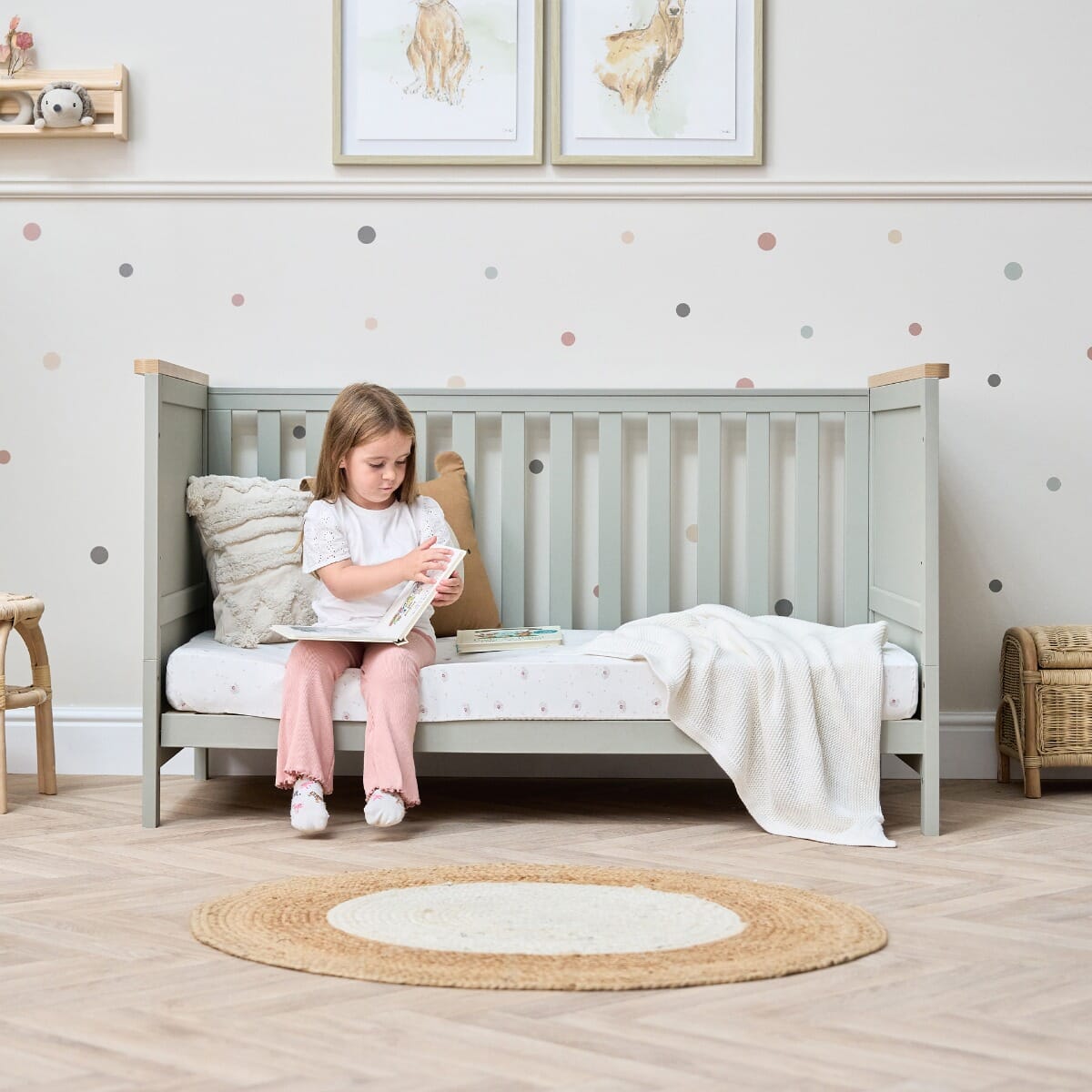 Tutti Bambini Misha Cot Bed - Golden Oak & Sage