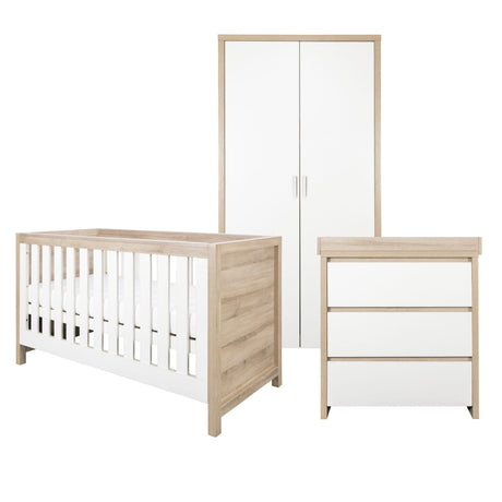 Tutti Bambini Modena Nursery Bundle With CoZee Bedside Crib (6 Piece) - White/Oak
