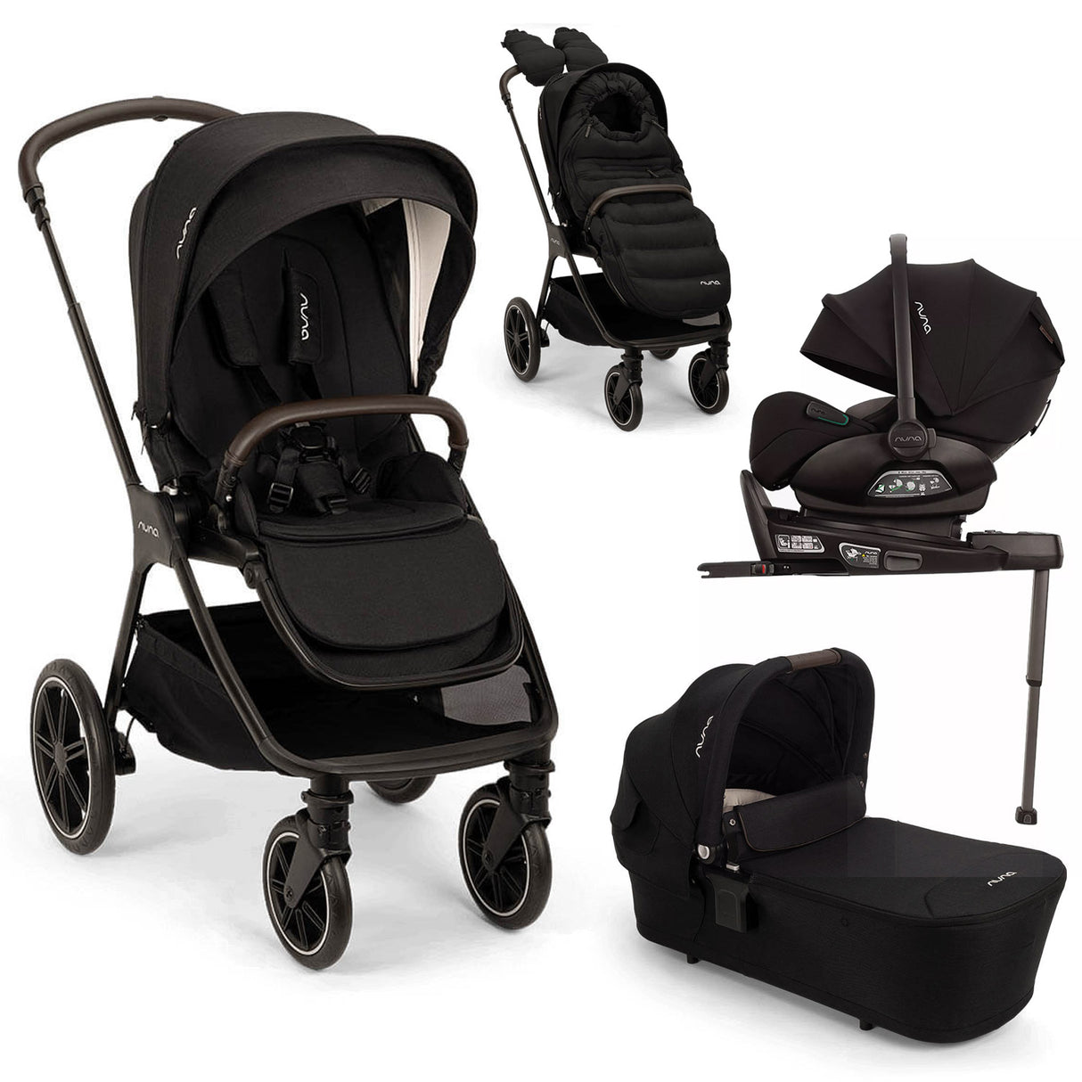 Nuna TRIV LX All Season with ARRA Flex & Base Curv Travel System Bundle - Caviar