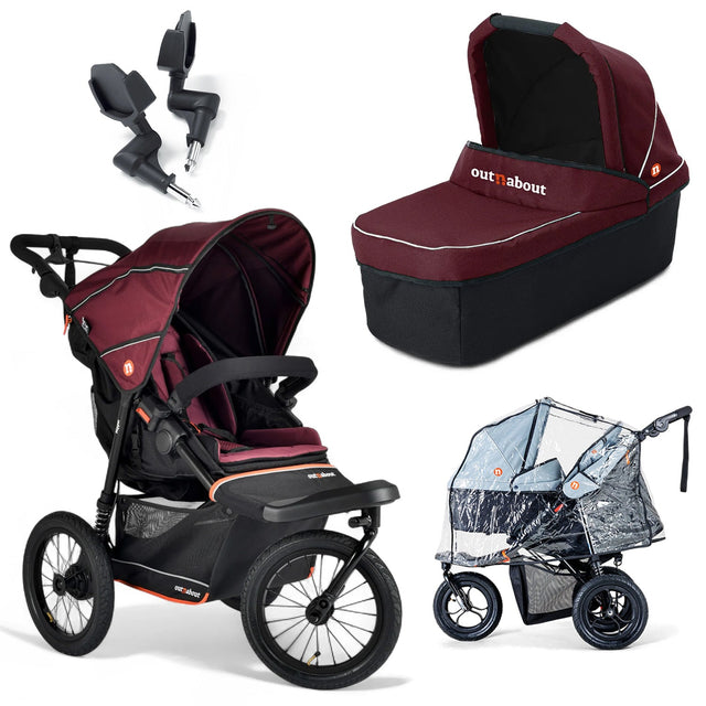 Out n About Nipper V6 Plus Single Newborn Bundle - Brambleberry Red 1