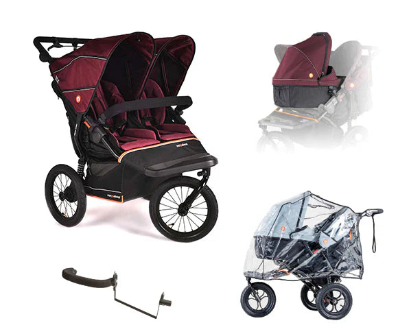 Out n About Nipper V6 Plus Double Newborn & Toddler Bundle - Brambleberry Red 1