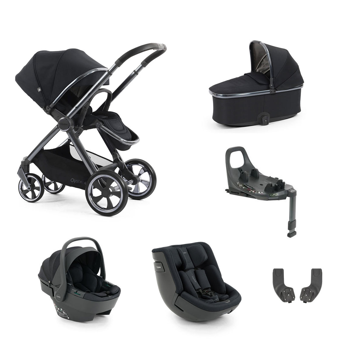 BabyStyle Oyster 4 Essential Baby & Toddler 360 Car Seat Bundle - Carbonite